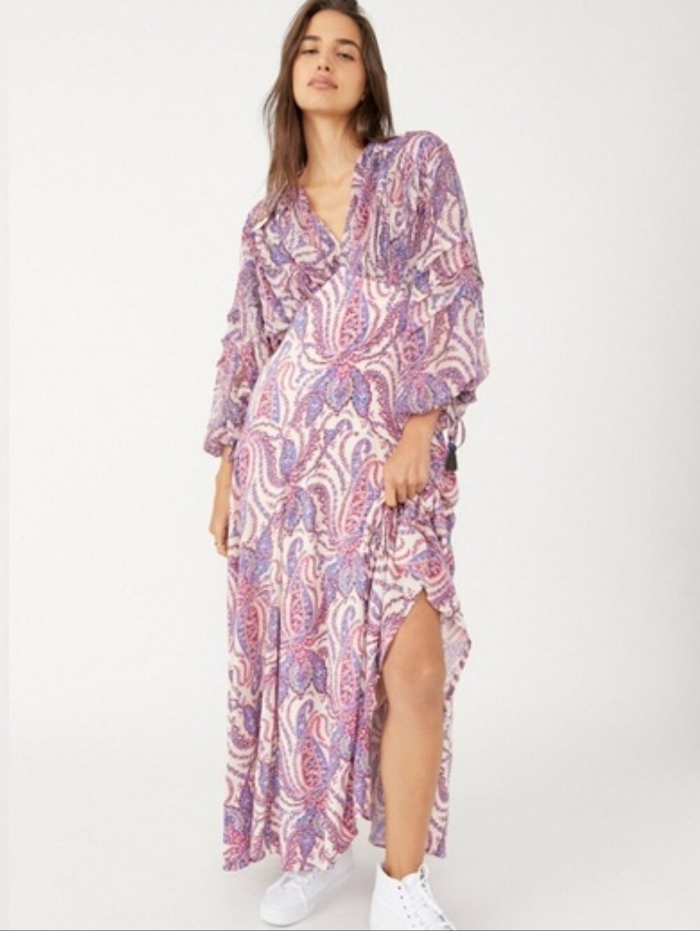 Free People Mirage Maxi Size 4 Lavender Pink Paisley Dress Rare